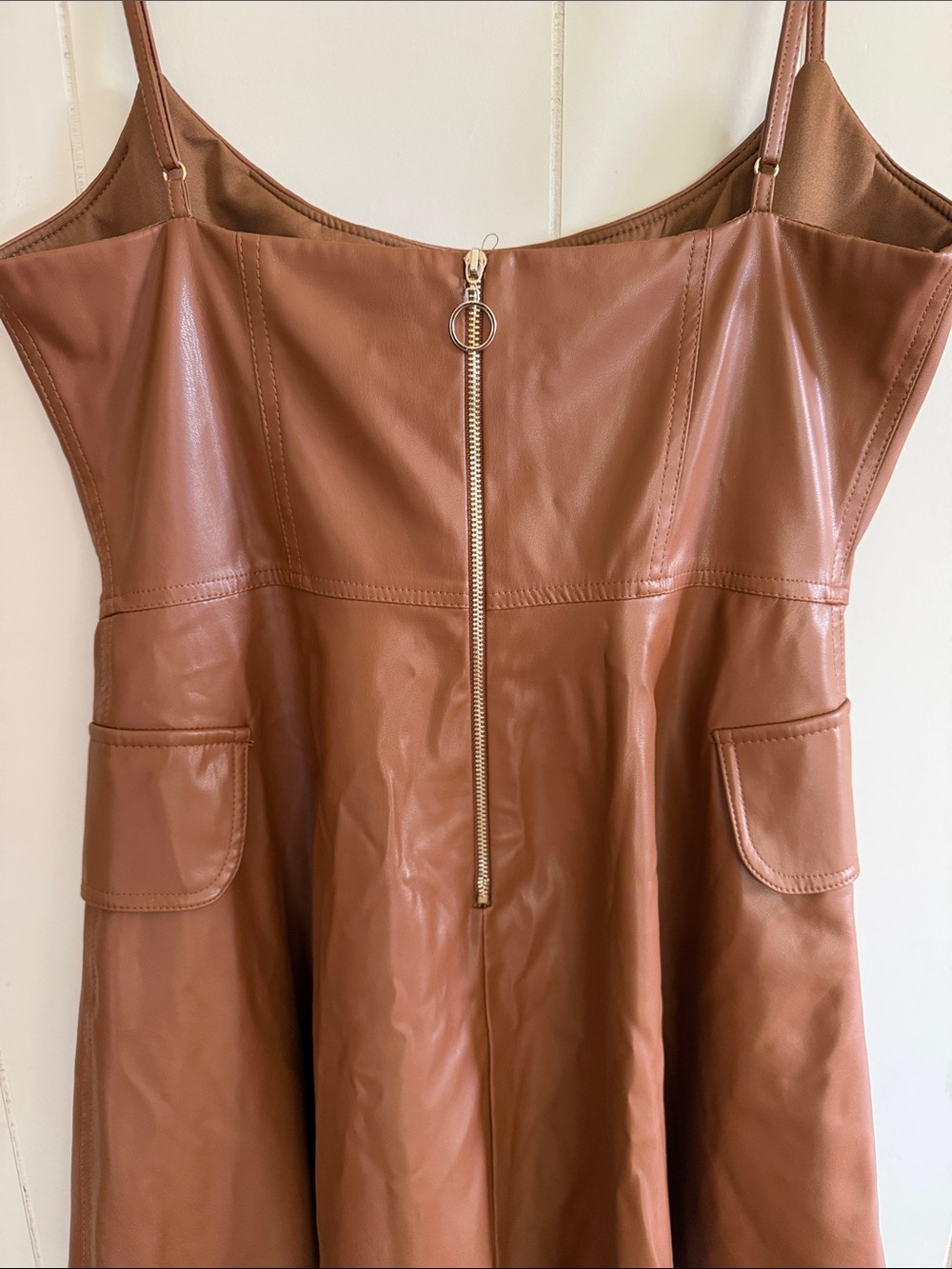 Jus Des Pommes Faux Leather Brown Dress Small Edgy Feminine Earthy Grunge Indie - Picture 7 of 15